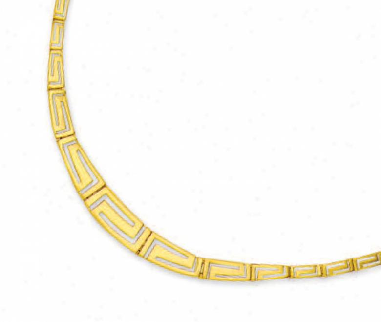14k Yellow Fancy Greek Key Necklace - 17 Inch