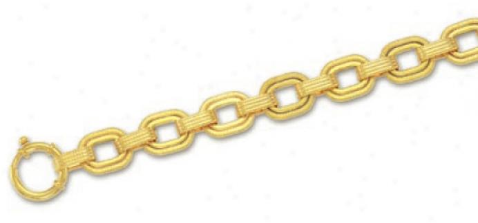 14k Yellow Fancy Link Bracelet - 7.5 Inch