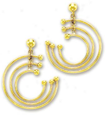 14k Yellow Fancy Open Circle Earrings