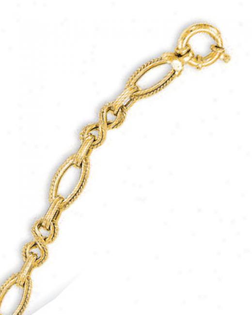 14k Yellow Fancy Twirl Link Bracelet - 7.5 Inch