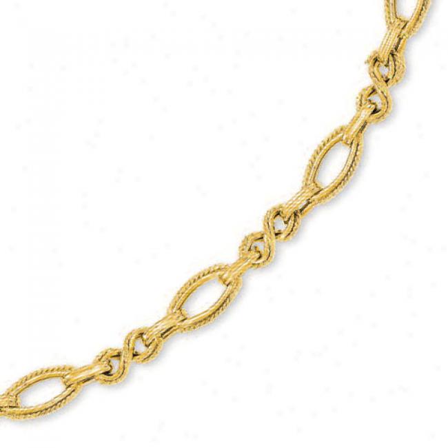 14k Yellow Fsncy Twirl Link Necklace - 17 Inch