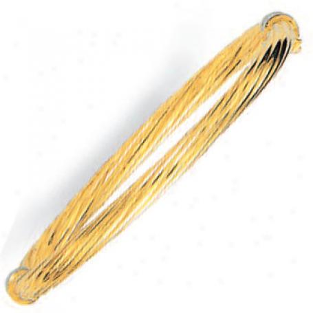 14k Yellow Fancy Twisted Bangle - 7 Inch