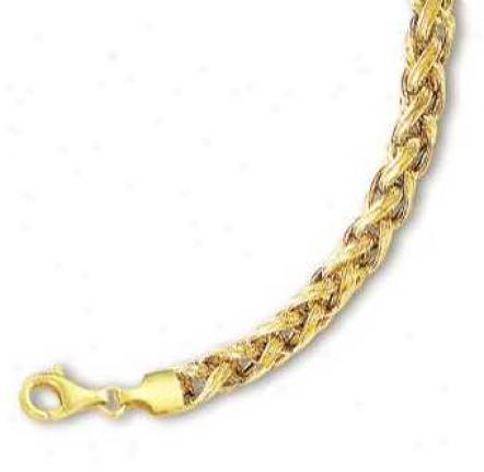 14k Yellow Fancy Wheat Bracelet - 7.5 Inch