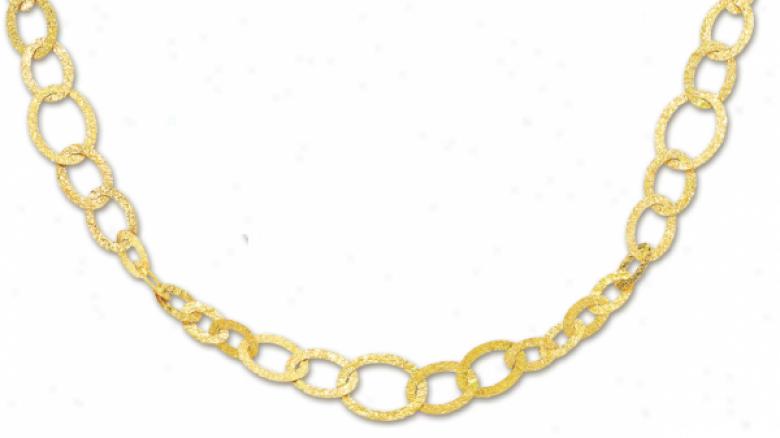 14k Yellow Fashionab1e Bold Circle Link Necklace - 38 Inch