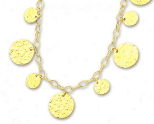 14k Yellow Fashiionable Circular Link Necklace - 38 Inch