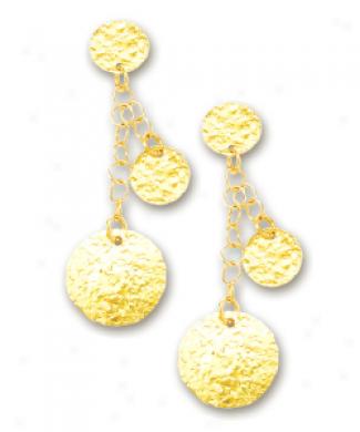 14k Yellow Fashionable Drop Circular Link Earrings