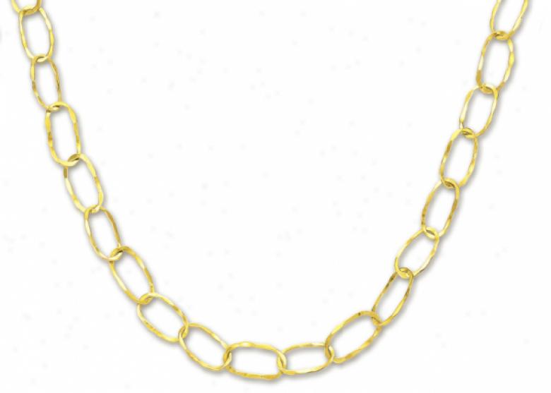 14k Golden Fashionable Oval Link Necklace - 38 Inch