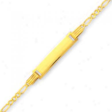 14k Yellow Figaro Link Childrens Id Bracelet - 6 Inch