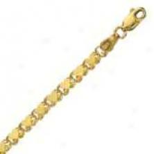 14k Yellow Gold 10 Inch X 3.5 Mm Heart Chain Anklet