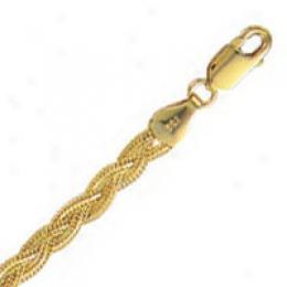 14k Yellow Gold 7 Inch X 3.6 Mm Braided Fox Confine Bracelet