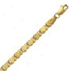 14k Yellow Gold 8 Inch X 4.0 Mm Heart Chain Bracelet
