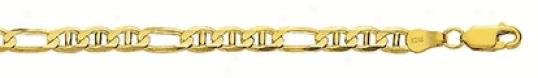 14k Yeliow Gold 8 Inch X 5.0 Mm Figarucci Link Bracelet