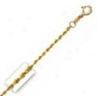 14k Yellow Gold D/c 20 Inch X 1.3 Mm Rope Chain Necklace