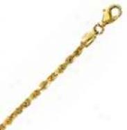 14k Yelloow Gold D/c 22 Inch X 2.5 Mm Rope Chain Necklace