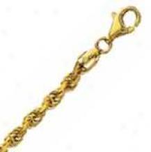 14k Yellow Gold D/c 24 Inch X 5.0 Mm Rope Chain Necklace