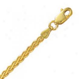 14k Yellow Gold Flat 7 Inch X 2.8 Mm Wheat Chain Bracelet