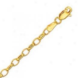 14k Yellow Gold Oval 18 Inch X 3.5 Mm Rolo Chain Necklace