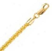 14k Yellow Gokd Round 22 Inch X 3.4 Mm Wheat Chain Necklace