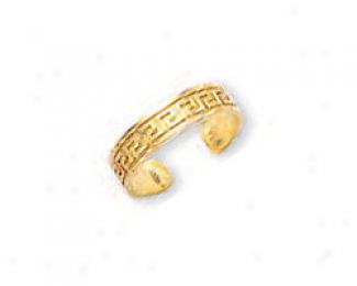14k Yellow Greek Key Toe Ring
