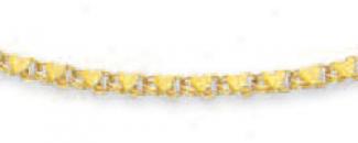 14k Yellow Heart Shaped Chain Childrens Bracelet - 5.5 Inch