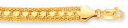 14k Yellow Heart Shaped Link Bracelet - 7 Inch