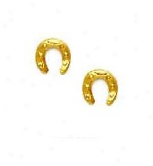 14k Yellow Horse Shoe Frictioh-back Earrings