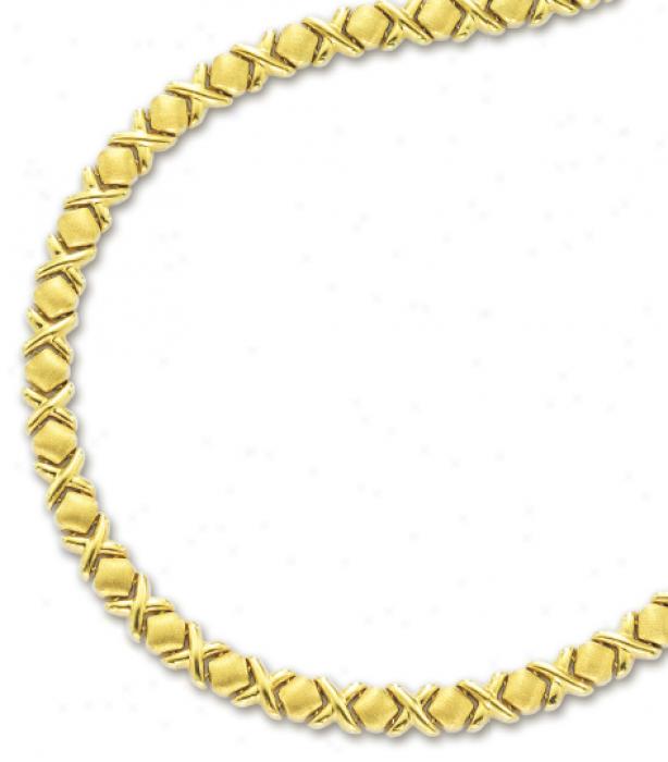 14k Yellow Hugs And Kisses Necklace - 17 Inch