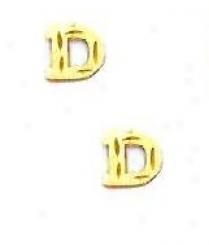 14k Yellow Initial D Friction-back Earrings