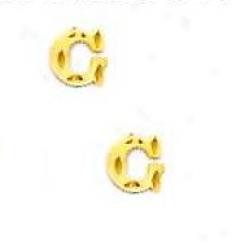 14k Yellow Initial G Friction-back Earringe