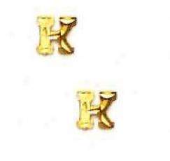 14k Yellow Initial K Friction-back Earrings