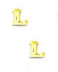 14k Yellow Initial L Friction-back Earrings