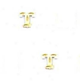 14k Yellow Initial T Friction-back Earrings