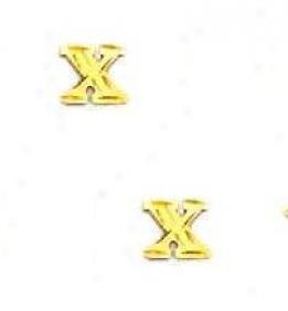 14k Yellow Initial X Friction-back Eadrings