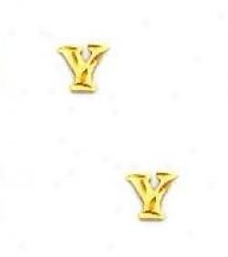 14k Yellow Initial Y Friction-back Earrings