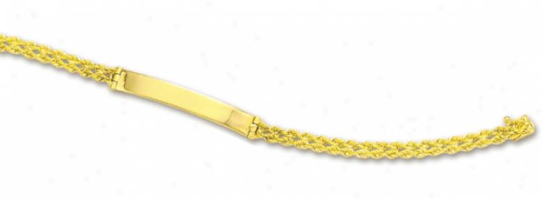 14k Yellow Ladys Id Bracelet - 7 Inch