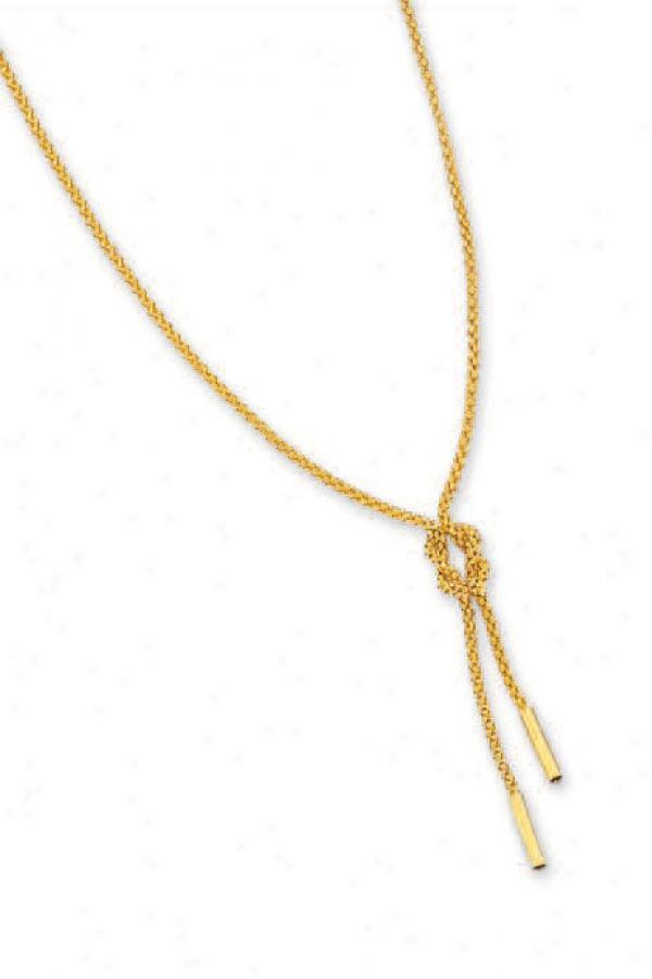 14k Yellow Lariat Necklace - 17 Inch
