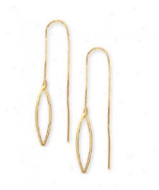 14k Yellow Marquise Design Threader Earrings