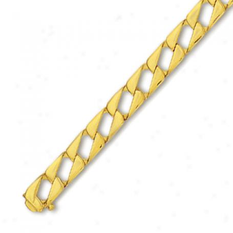 14k Yellow Mens Link Bracelet - 8 Inch