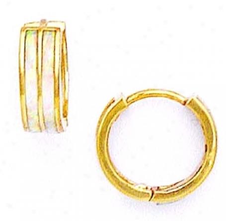 14k Yellow Opal Petite Hinged Earrings
