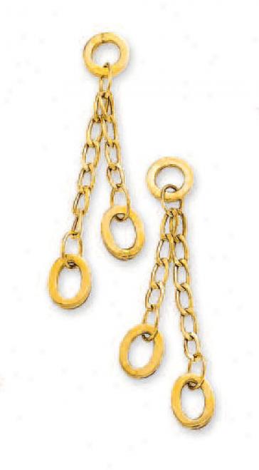 14k Yellow Oval Link Earrings