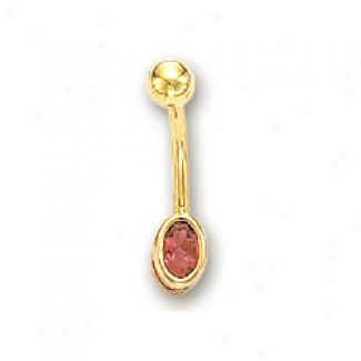 14k Yellow Oval Minnow Toumaline Belly Ring