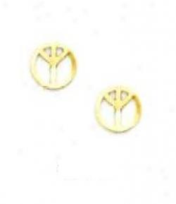 1k Yellow Peace Sign Friction-back Earrings