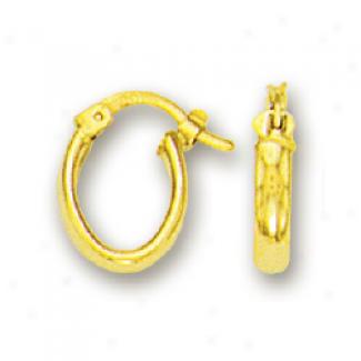 14k Yellow Petite Oval Earrings