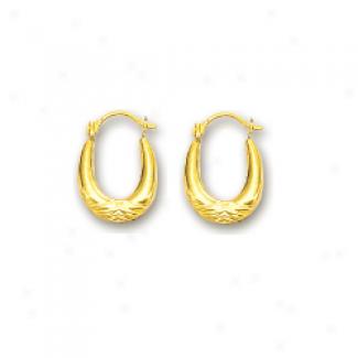 14k Yellow Petite Oval Hoop Earrings