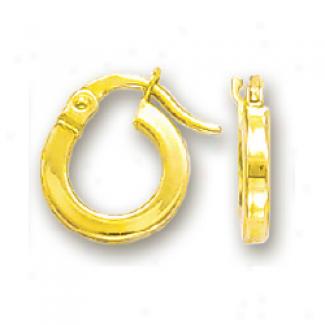14k Yellow Plain Hoop Childrens Earrings