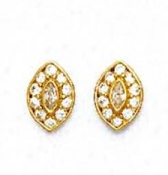 14k Yellow Round And Marquise Cz Marquise Shape Earrings
