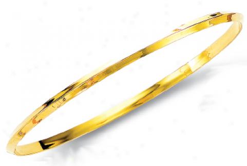 14k Yellow Shiny Edged Slip-on Bangle Bracelet - 8 Inch
