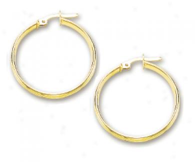 14k Yellow Shiny Light Weight Hoop Earrings