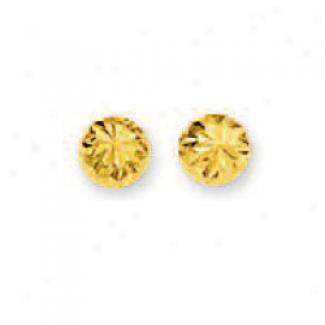 14k Yellow Small Diamond-cut Half Ball Stud Earrings