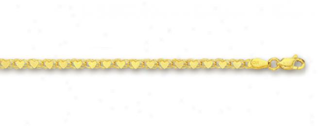 14k Yellow Small Heart Link Anklet - 10 Inch